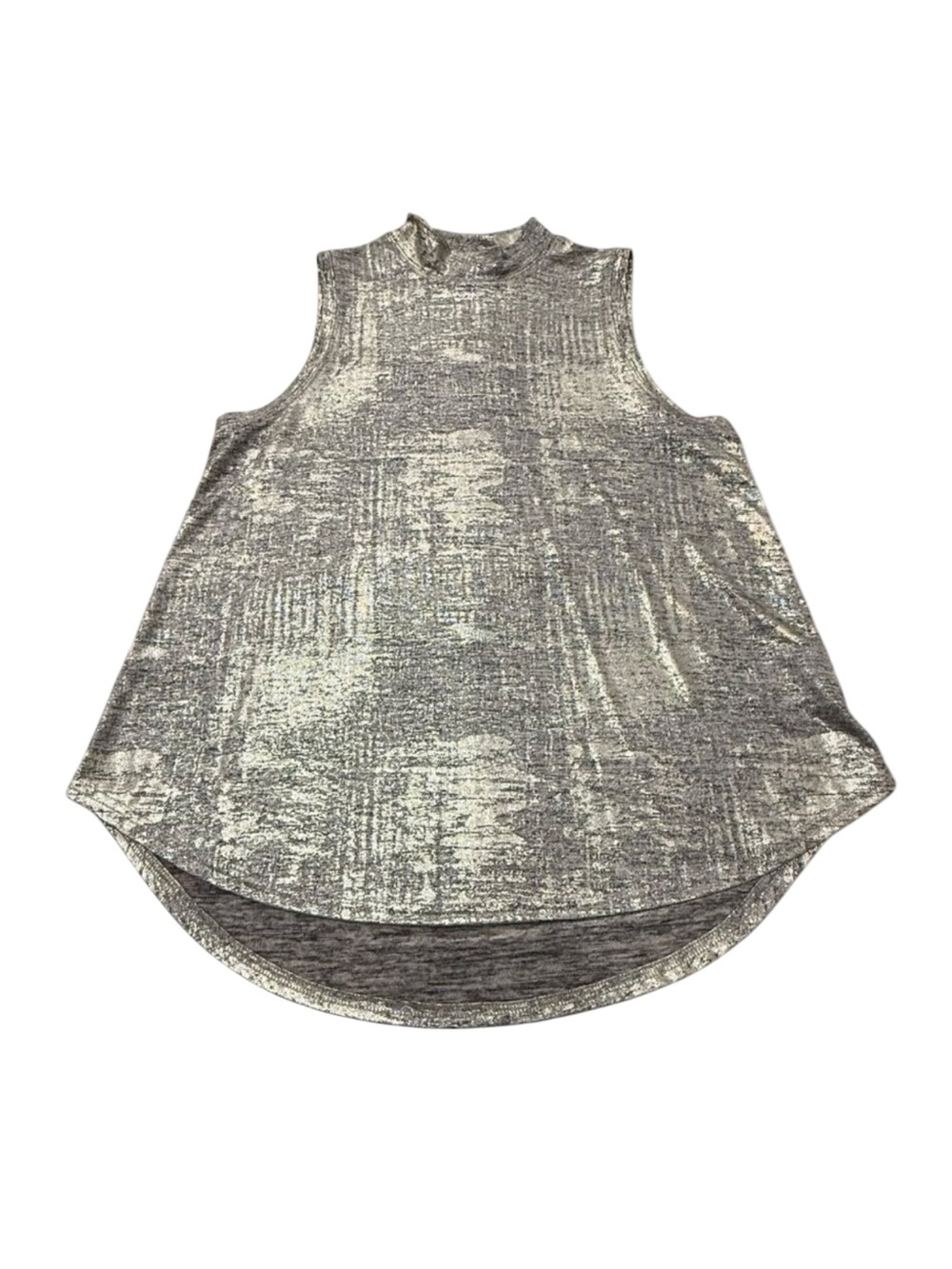 Women’s Metallic Gold Sleeveless Mock Neck Top Shimmer Stretch 2010s